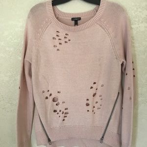 Express Distressed Blush Knit Sweater